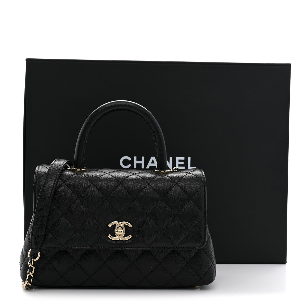 Caviar Quilted Mini Coco Handle Flap Black