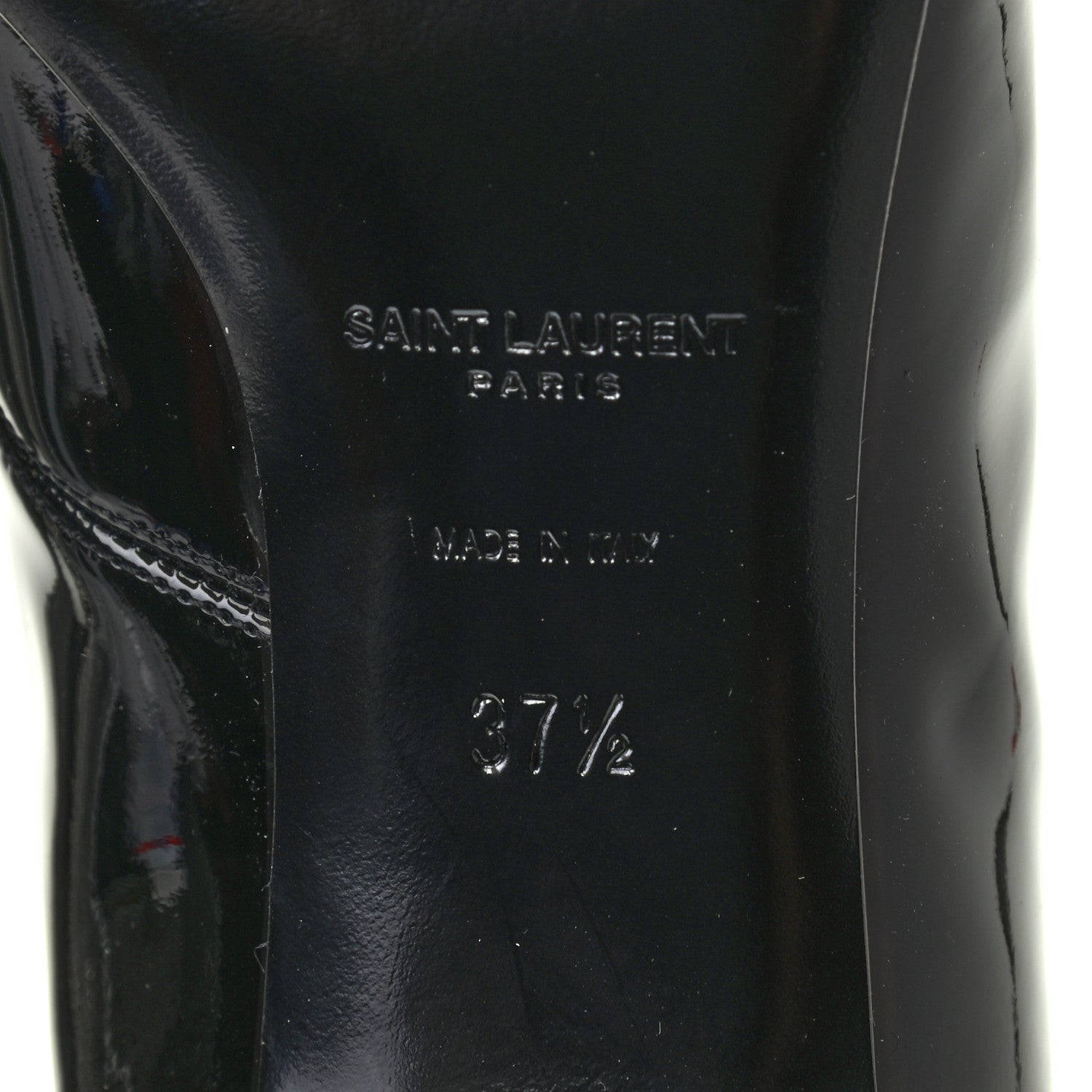 Saint Laurent Patent Calfskin Cat 50 Laced Boots 37.5 Black 7 of 7