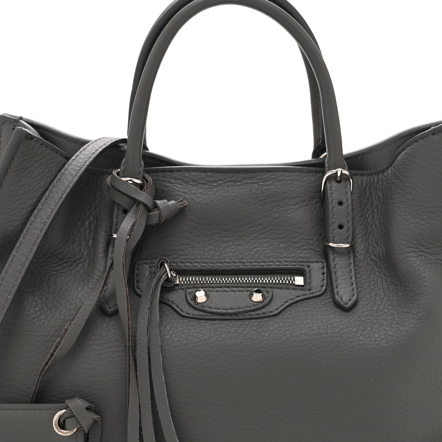 Veau Papier A6 Zip Around Tote Gris Fossile