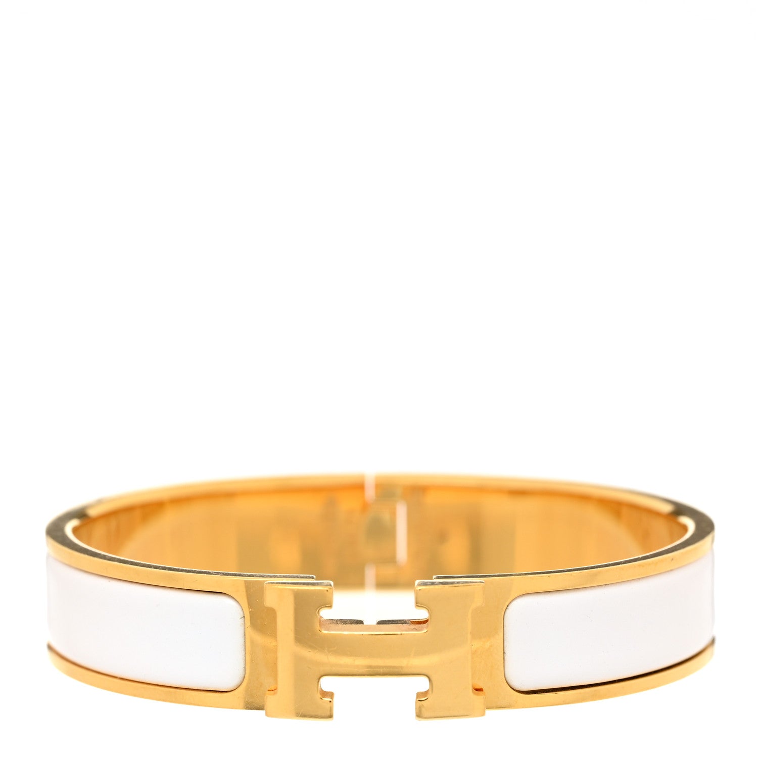 Hermes Enamel Narrow Clic Clac H Bracelet PM White 1 of 4