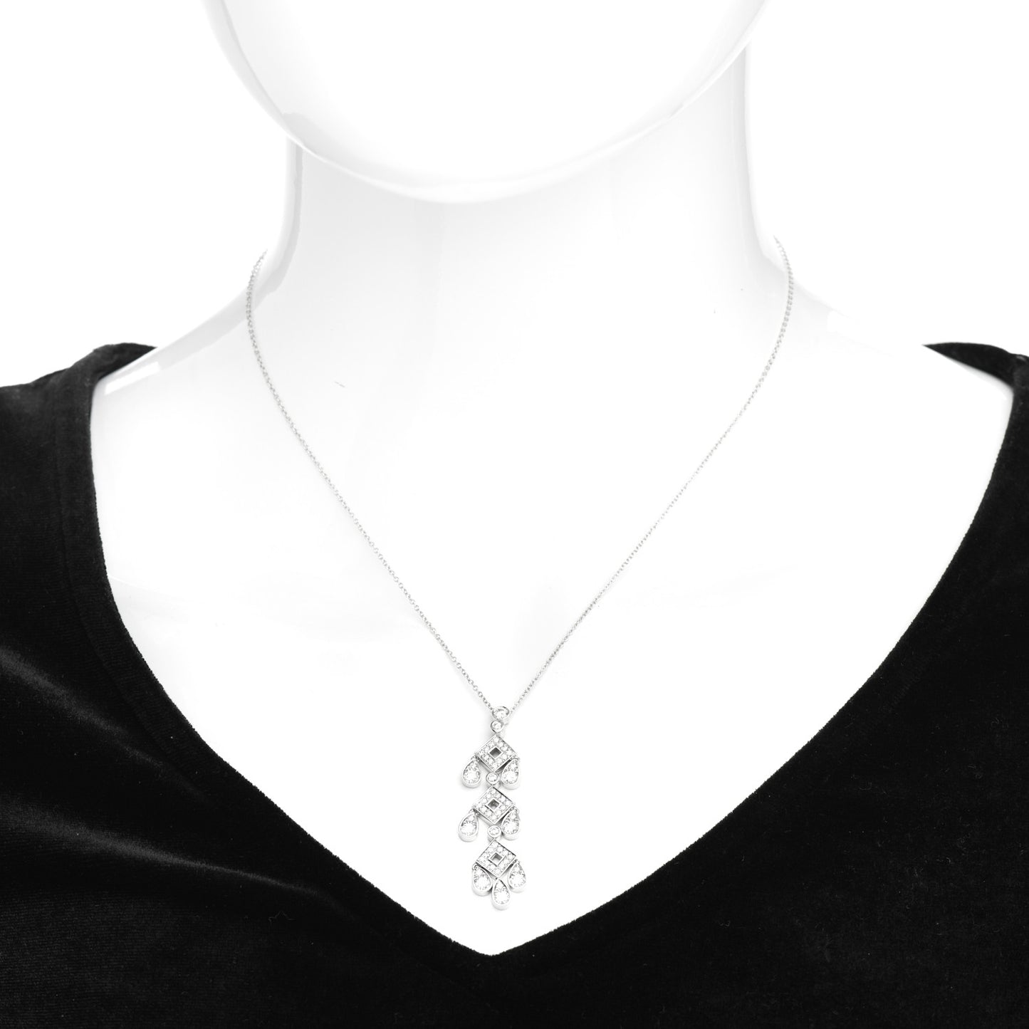 Platinum Diamond Jazz Pagoda Pendant Necklace