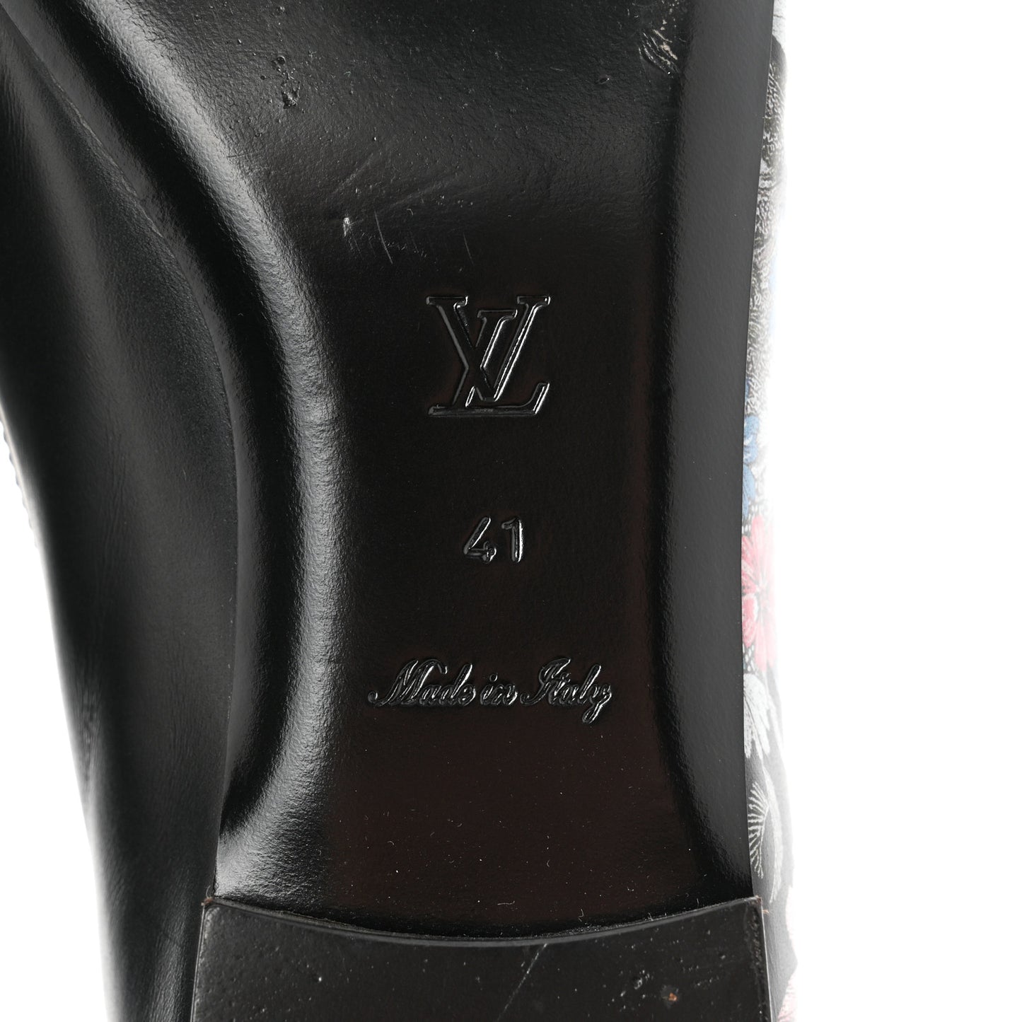 Calfskin Flowers Upper Case Flat Loafer 41 Black Multicolor