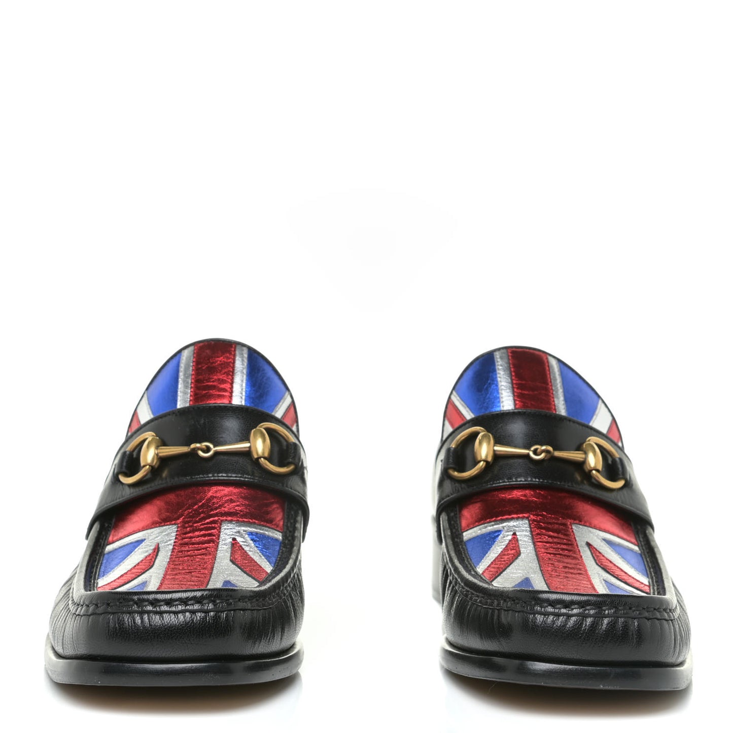 Lambskin Mens Union Jack Horsebit Loafer 9 Black