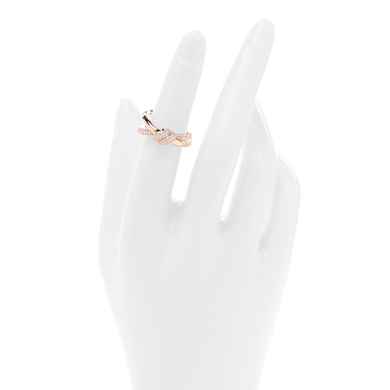 Tiffany 18K Rose Gold Diamond Double Row Knot Ring 50 5.5 2 of 5