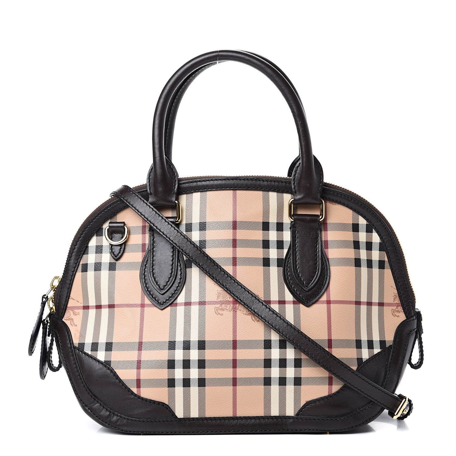 Burberry Haymarket Check Small Orchard Bowling Bag Chocolate 1 of 18