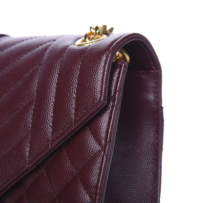 Saint Laurent Grain De Poudre Textured Mixed Matelasse Medium Triquilt Monogram Satchel Rouge Legion 11 of 12