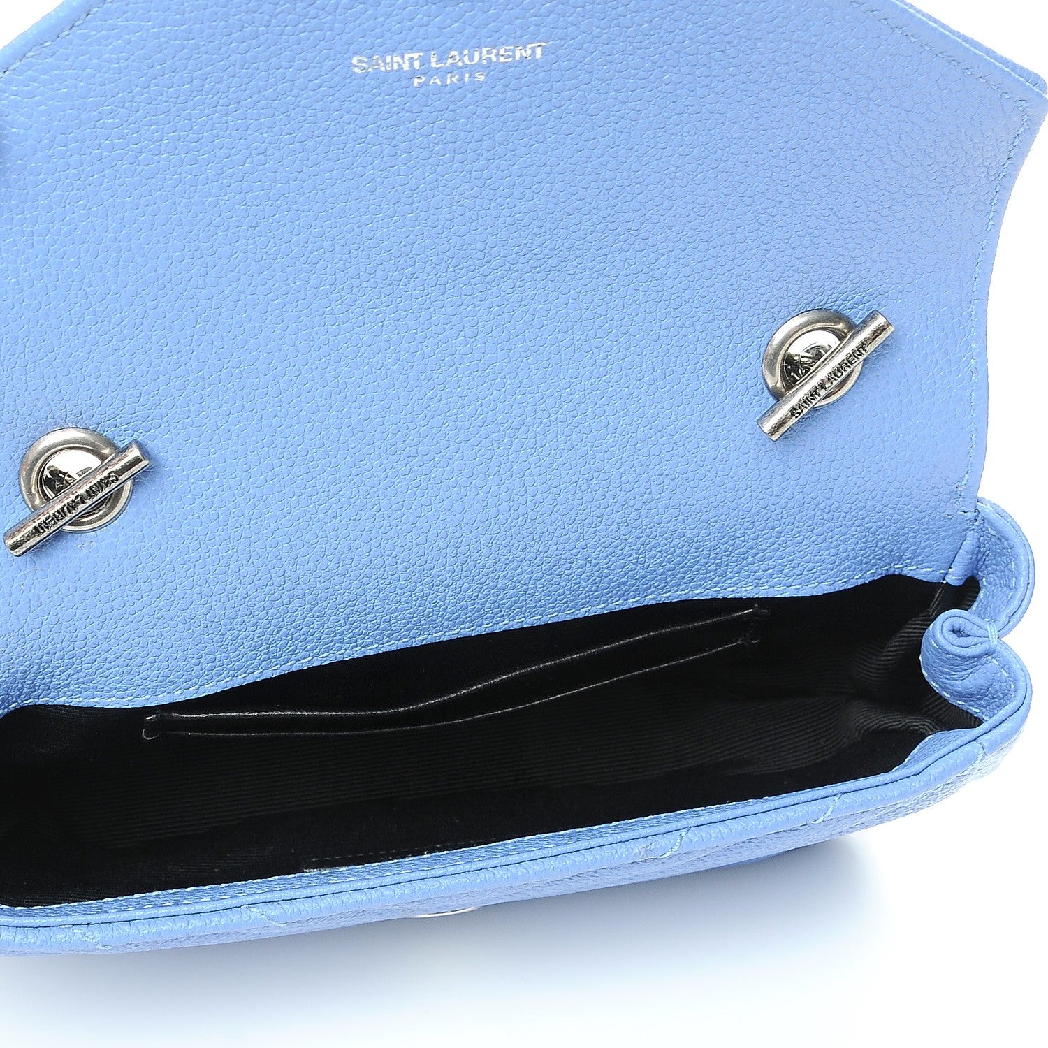 Saint Laurent Grained Calfskin Matelasse Monogram Classic Baby Chain Bag Blue 6 of 8