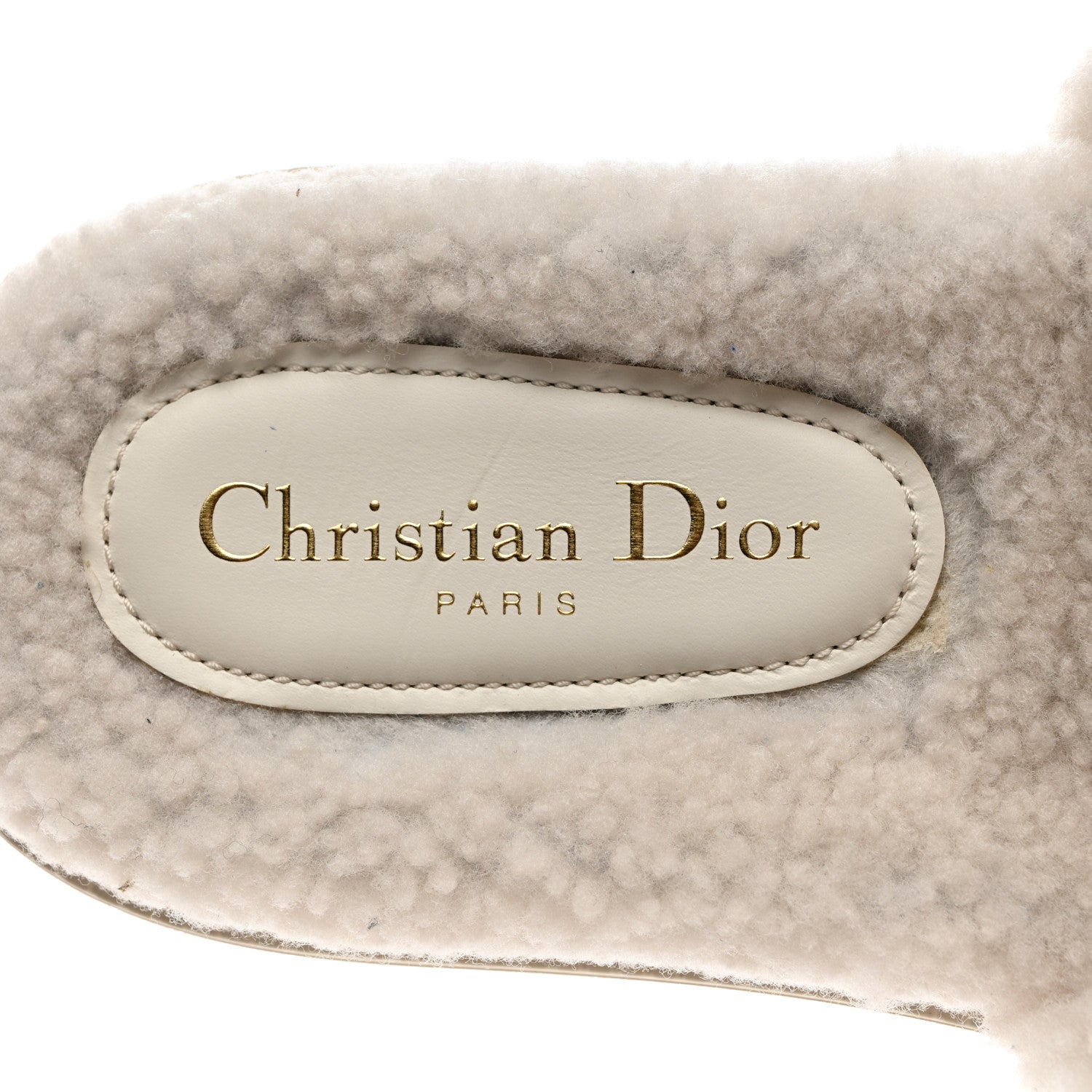 Christian Dior Shearling Canvas Lurex Embroidered Dway 10mm Slide Sandals 36.5 Natural Platinum 7 of 8