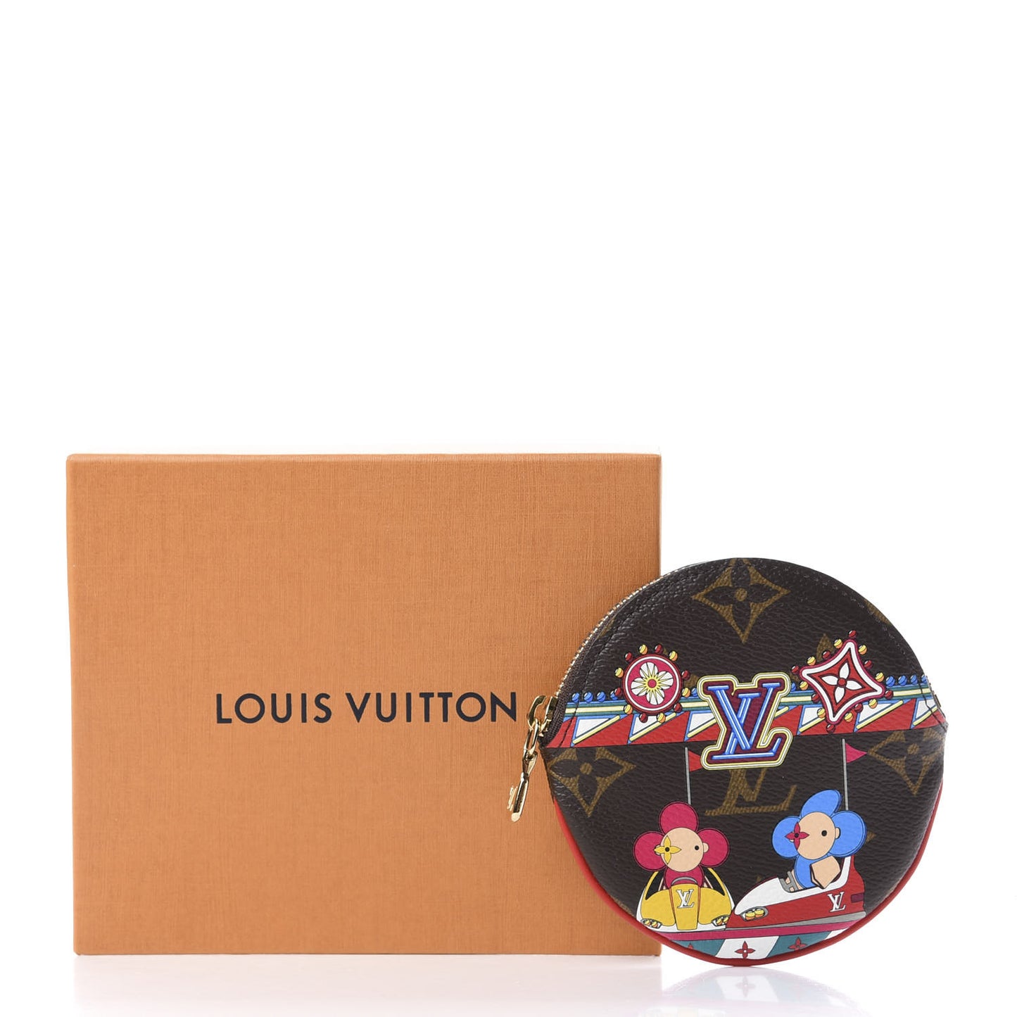 Monogram 2020 Christmas Animation Bumper Cars Round Coin Purse Coquelicot