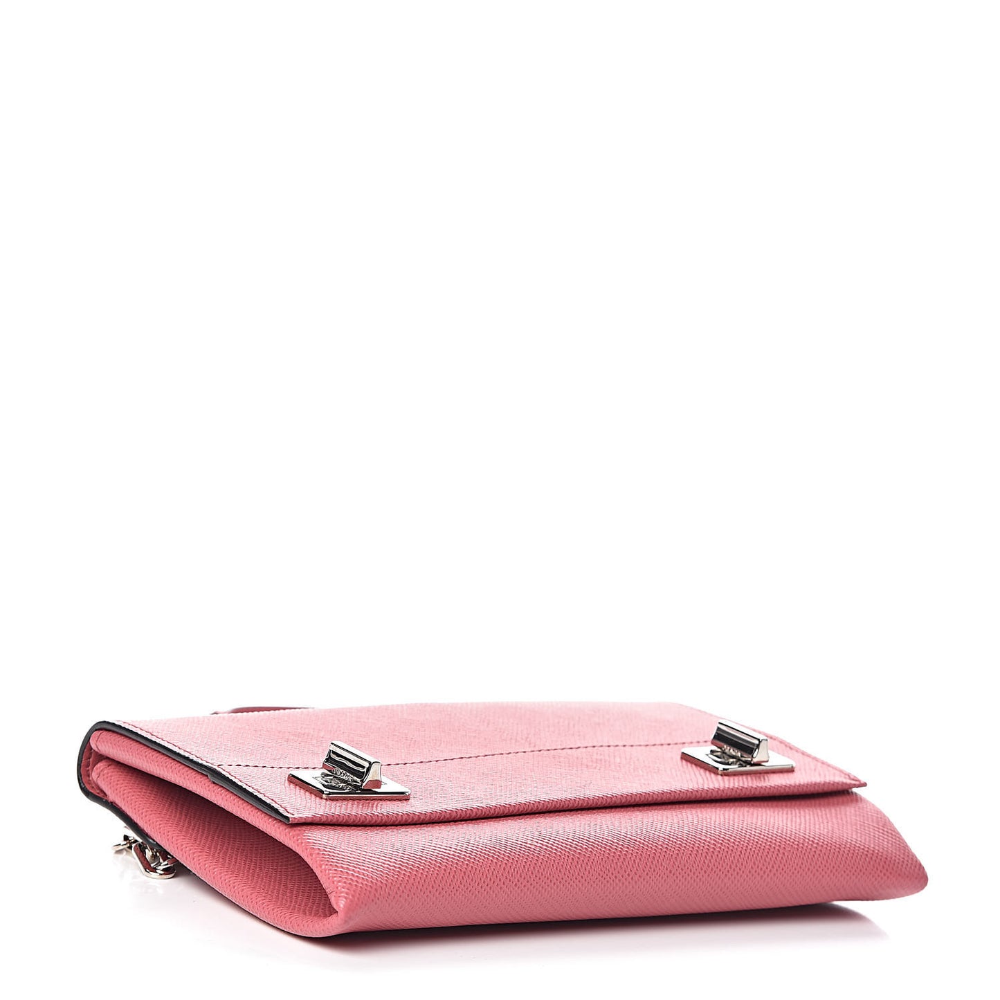 Saffiano Cuir Twist Lock Chain Flap Crossbody Bag Peonia