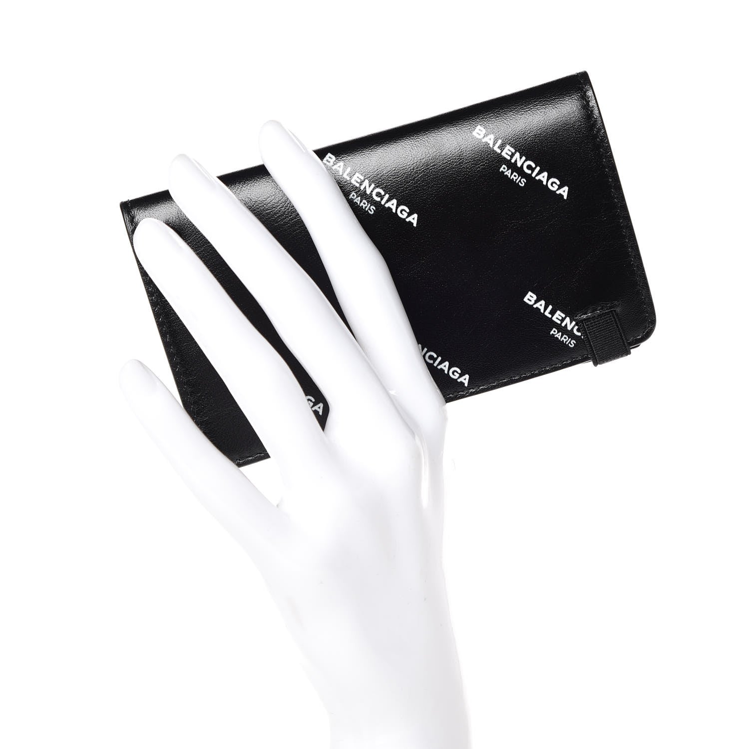 Balenciaga Lambskin Allover Logo Vertical Card Case Black 2 of 6