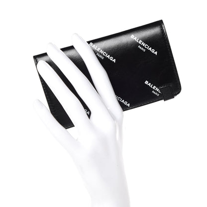 Balenciaga Lambskin Allover Logo Vertical Card Case Black 2 of 6