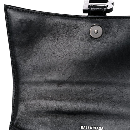 Balenciaga Shiny Calfskin Monochrome Crocodile Embossed Small Hourglass Top Handle Bag Black 12 of 21