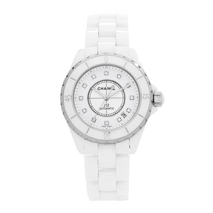 Chanel Stainless Steel Ceramic Diamond 38mm J12 Automatic Watch White 1 of 4