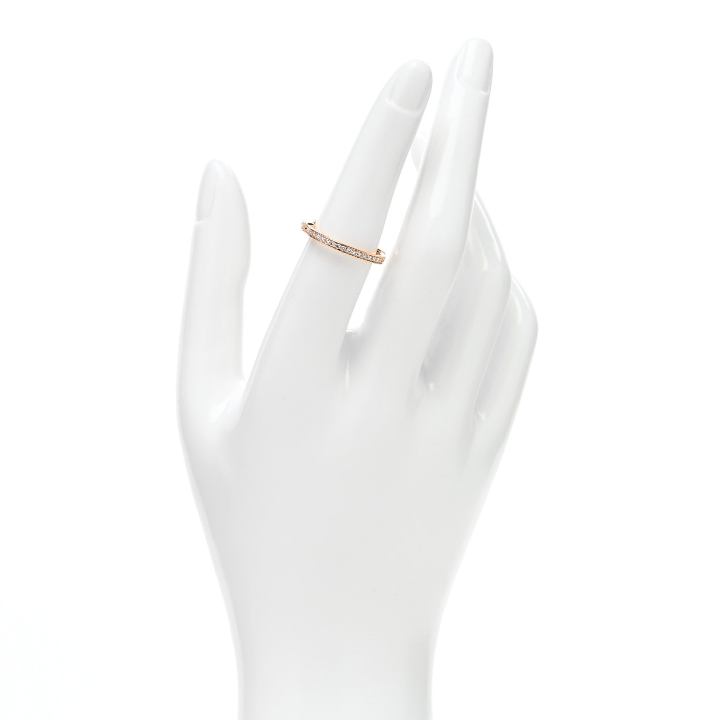 18K Rose Gold Diamond Lock Pave Ring 54 7