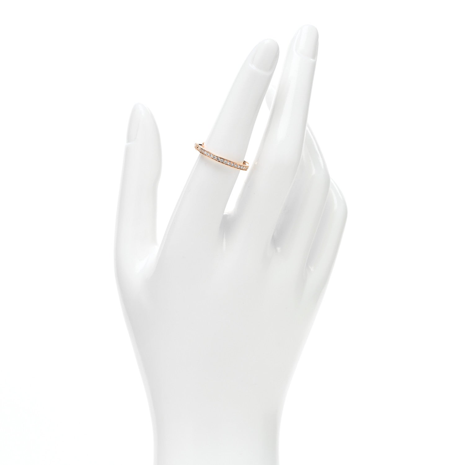 Tiffany 18K Rose Gold Diamond Lock Pave Ring 54 7 2 of 5