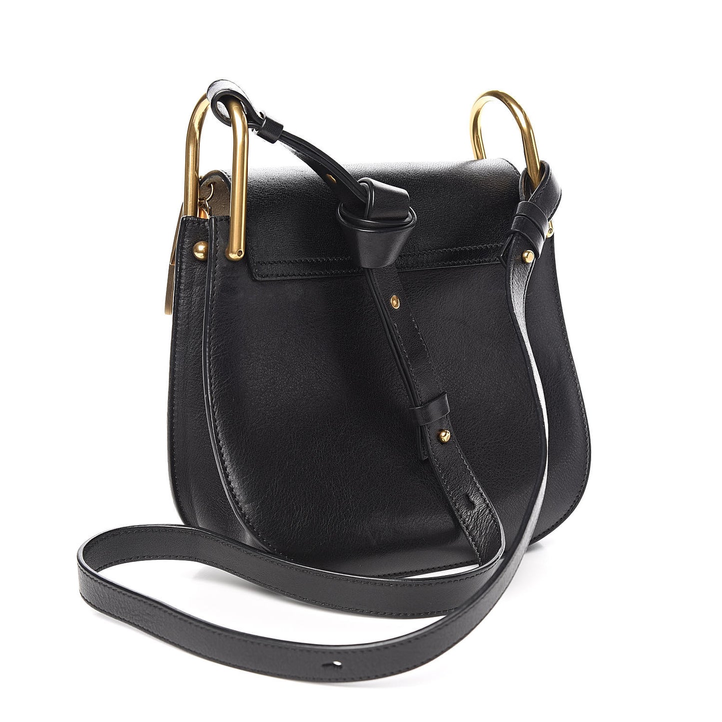 Calfskin Small Charm Hudson Shoulder Bag Black