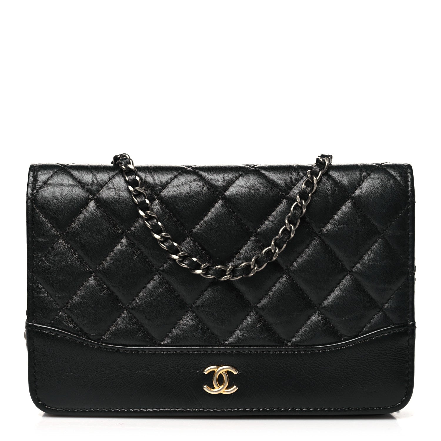 Chanel Aged Calfskin Quilted Gabrielle Wallet On Chain WOC Black 1 of 11