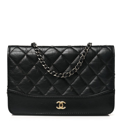 Chanel Aged Calfskin Quilted Gabrielle Wallet On Chain WOC Black 1 of 11