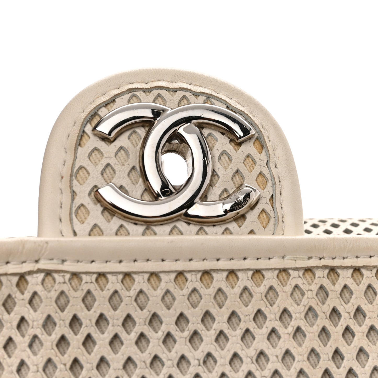 Perforated Calfskin Up In The Air Flap White