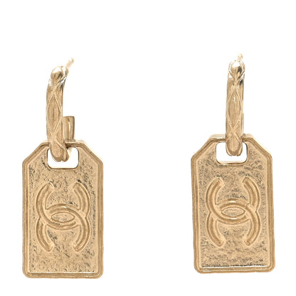 Chanel CC Tag Drop Earrings Gold 1 of 5