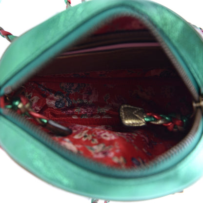 Gucci Laminated Nappa Trapuntata Mini Zumi Dome Shoulder Bag Rosso Jasmine Green Rame 5 of 11
