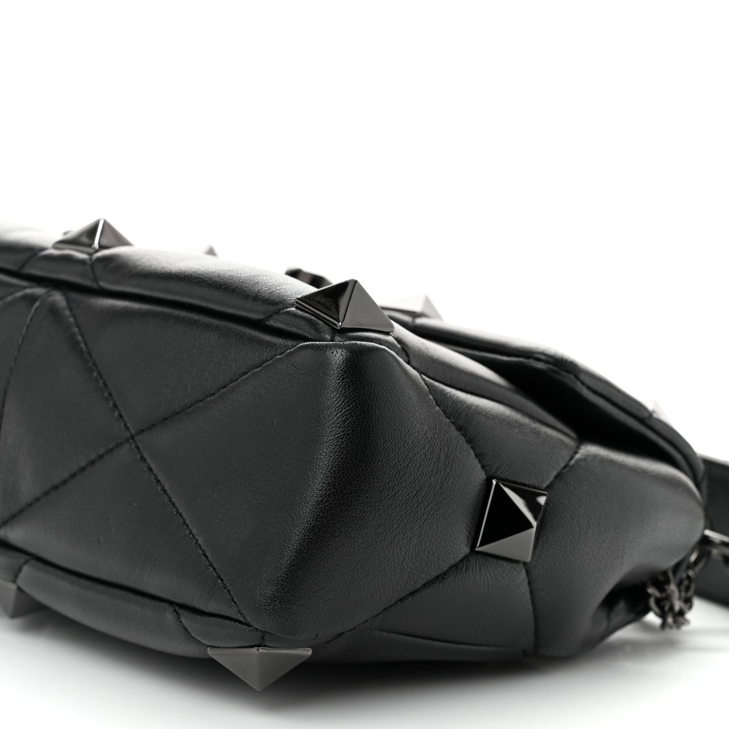 Nappa Monochrome Small Roman Stud Shoulder Bag Black