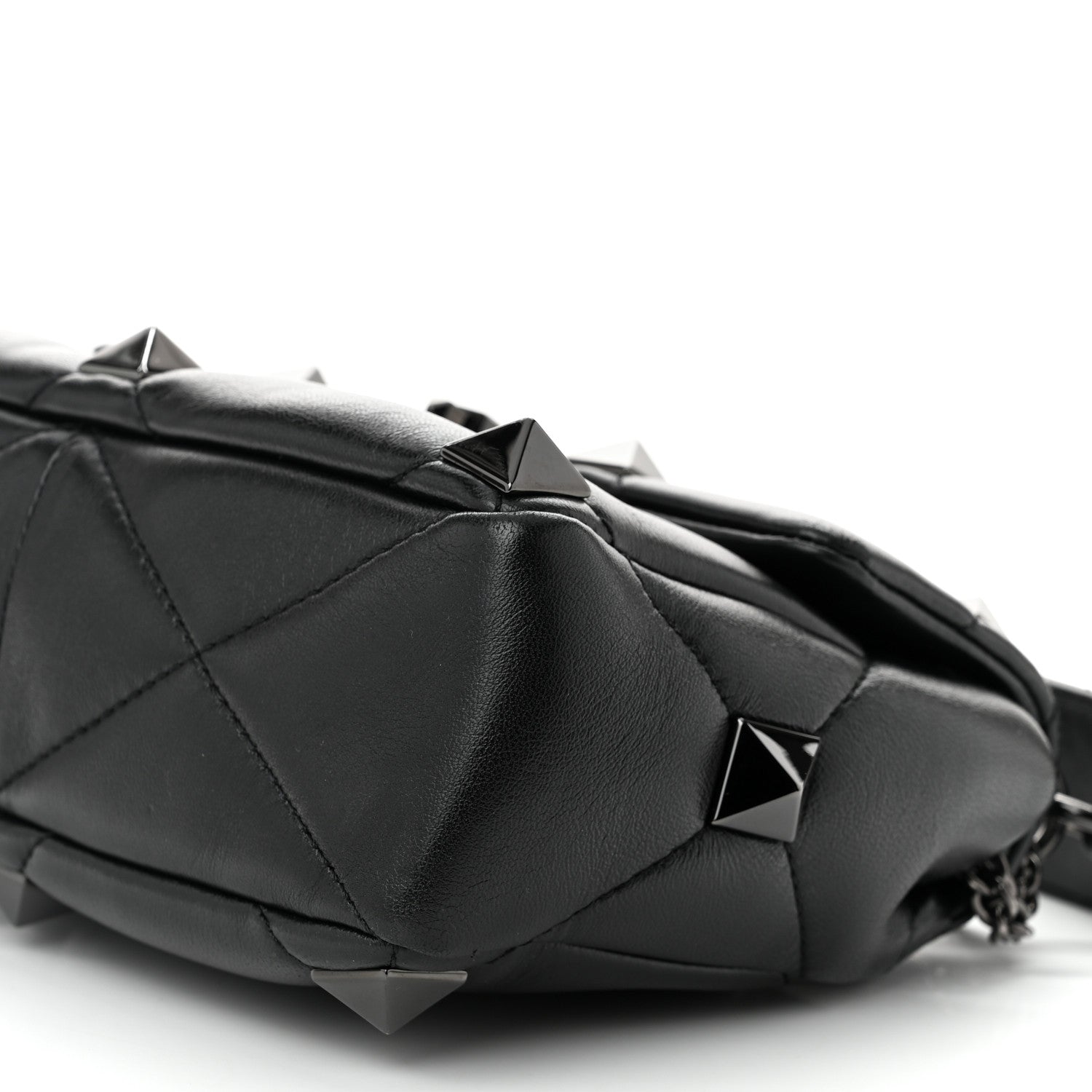 Valentino Garavani Nappa Monochrome Small Roman Stud Shoulder Bag Black 9 of 9