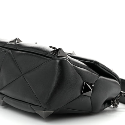 Valentino Garavani Nappa Monochrome Small Roman Stud Shoulder Bag Black 9 of 9