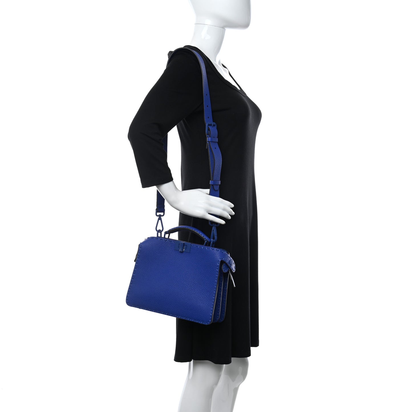 Cuoio Romano Vitello Cover Sellerissima Monochrome Mini Peekaboo I SEE U Satchel Blue Neon