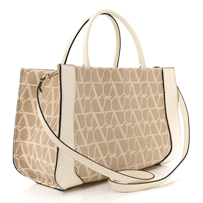 Valentino Garavani Toile Iconographe Calfskin Medium Vlogo Tote 3 of 17
