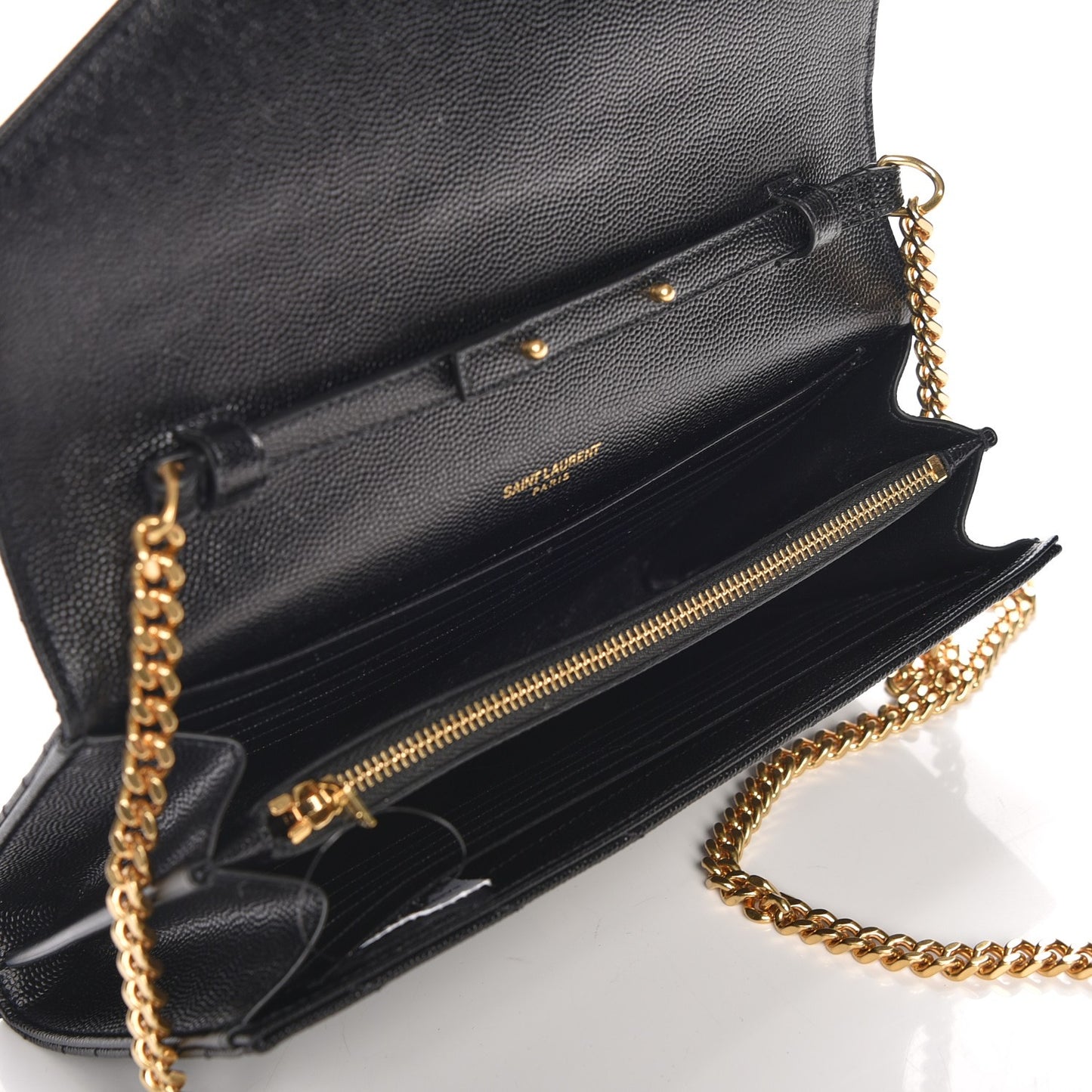 Grain De Poudre Matelasse Chevron Monogram Chain Wallet Black
