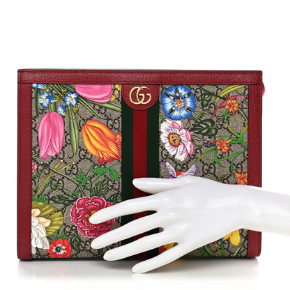 Gucci GG Supreme Monogram Flora Web Ophidia Pouch Red 2 of 10