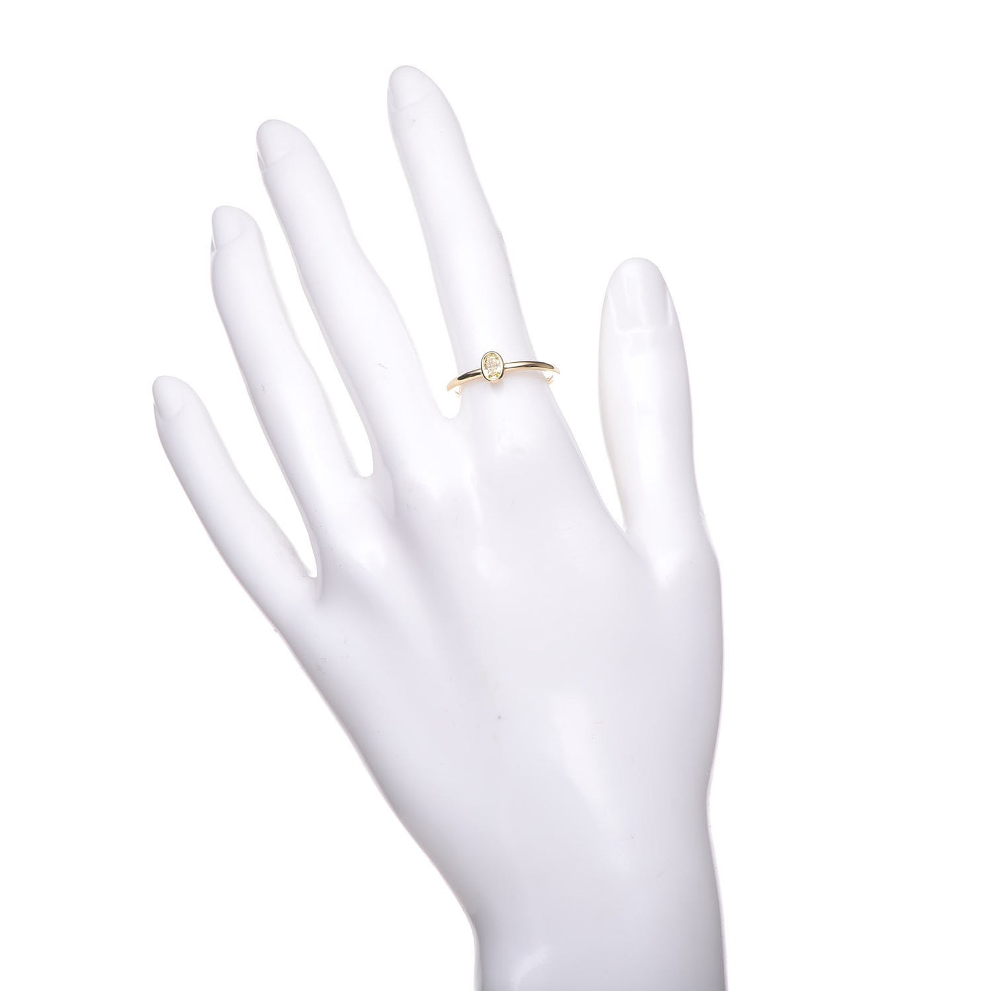 18K Yellow Gold .28ct Fancy Intense Yellow Diamond Bezet Oval Ring 54 7