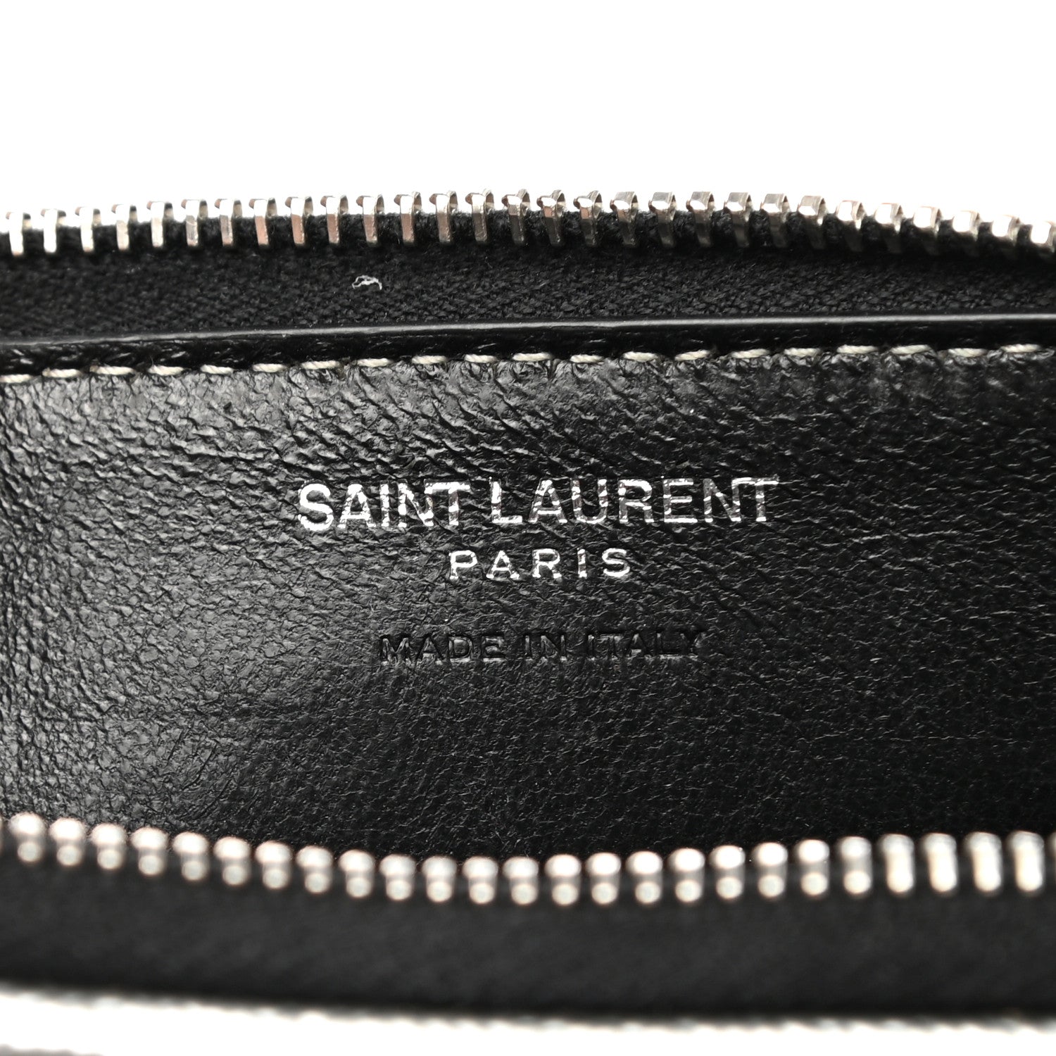 Saint Laurent Metallic Grain De Poudre Matelasse Chevron Monogram Compact Zip Around Wallet Silver 7 of 8