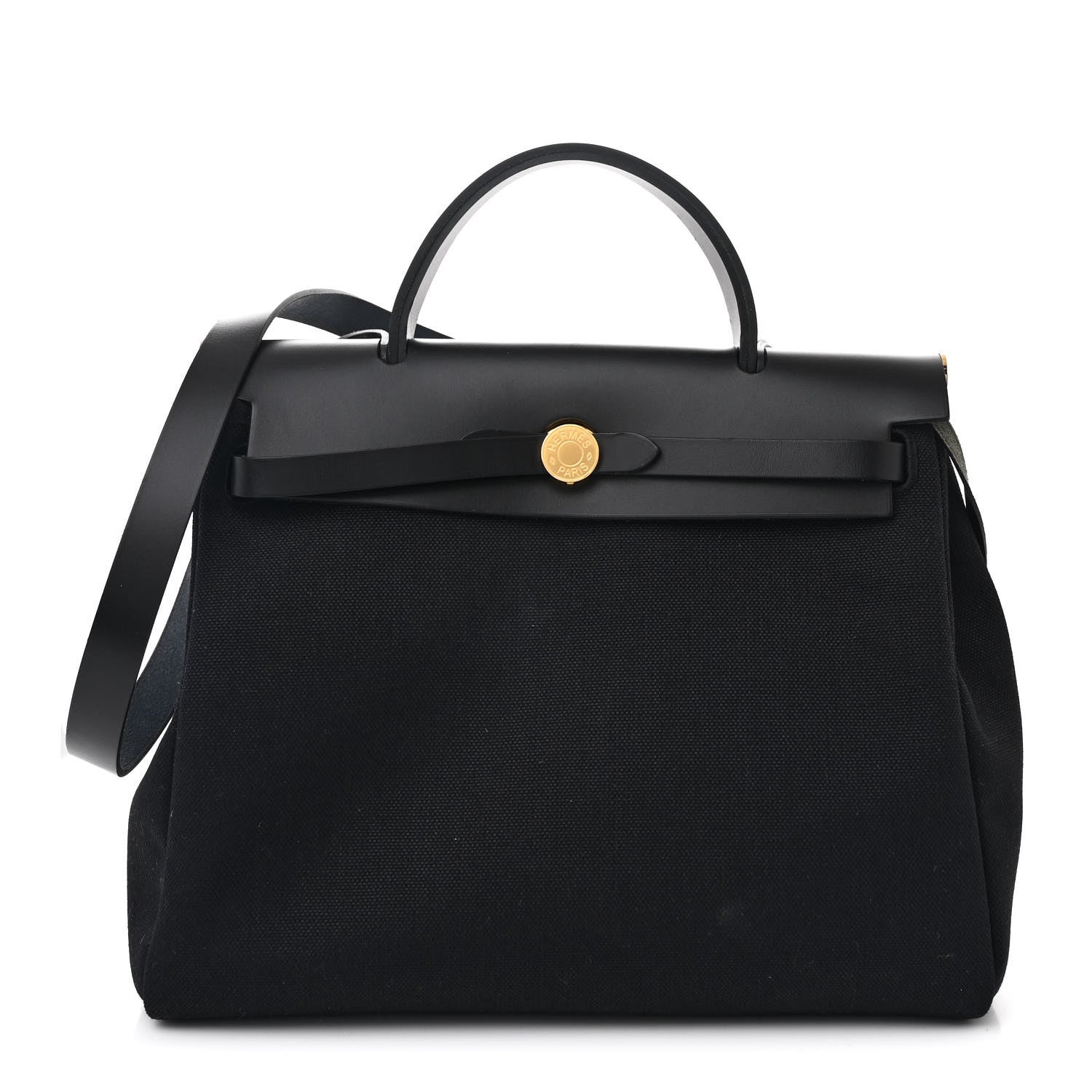 Hermes Military Toile Vache Hunter Herbag Zip Retourne 31 PM Black 1 of 11