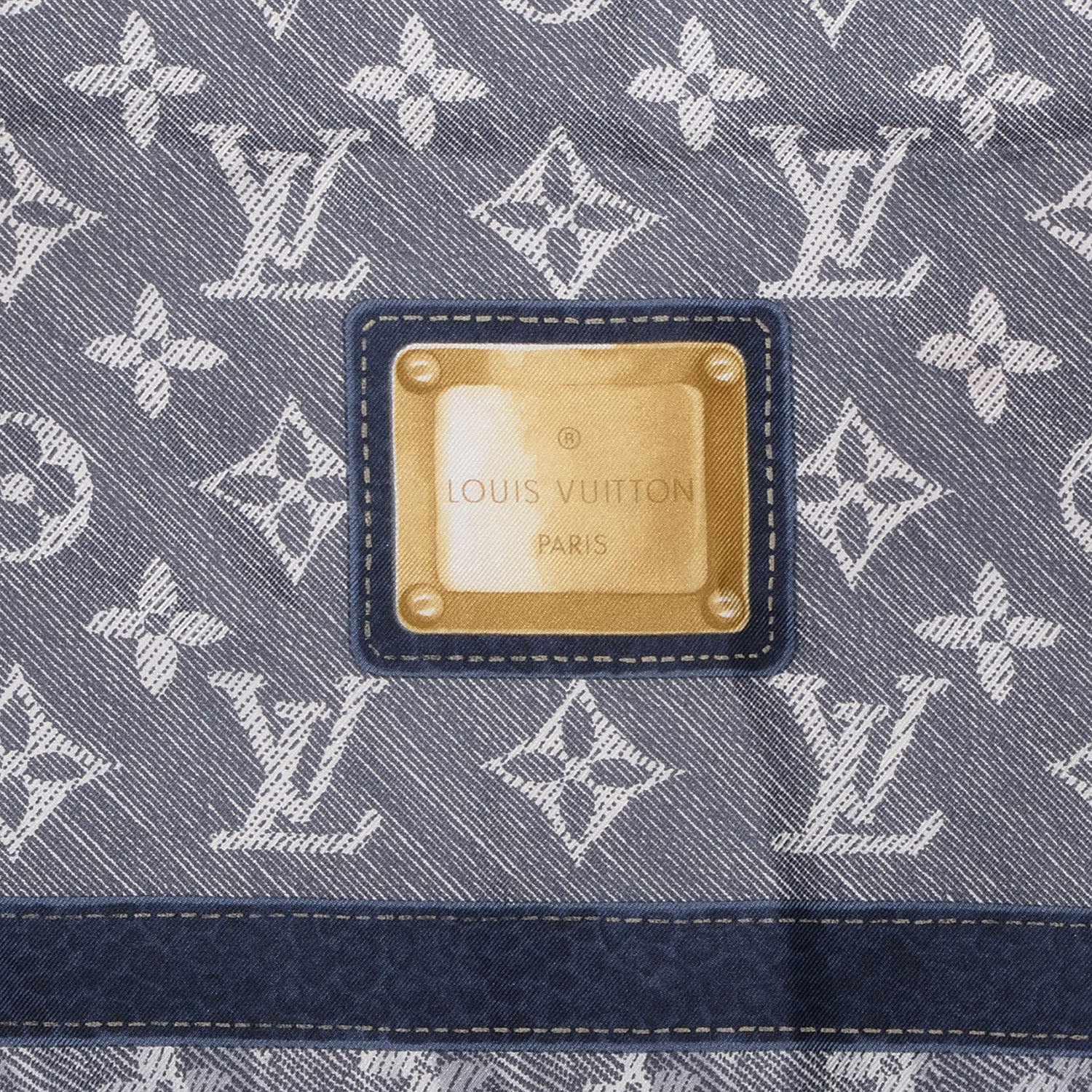 Louis Vuitton Silk Monogram New Denim Bandana Scarf Navy 3 of 5