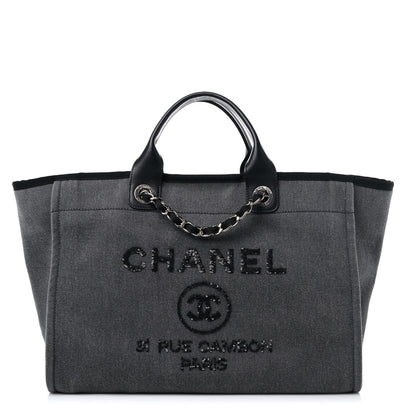 Chanel Canvas Sequin Medium Deauville Tote Charcoal 1 of 9