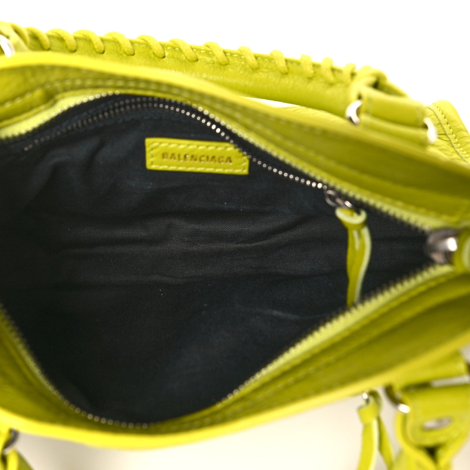 Balenciaga Agneau Classic Silver Hardware Mini City Lime 5 of 12