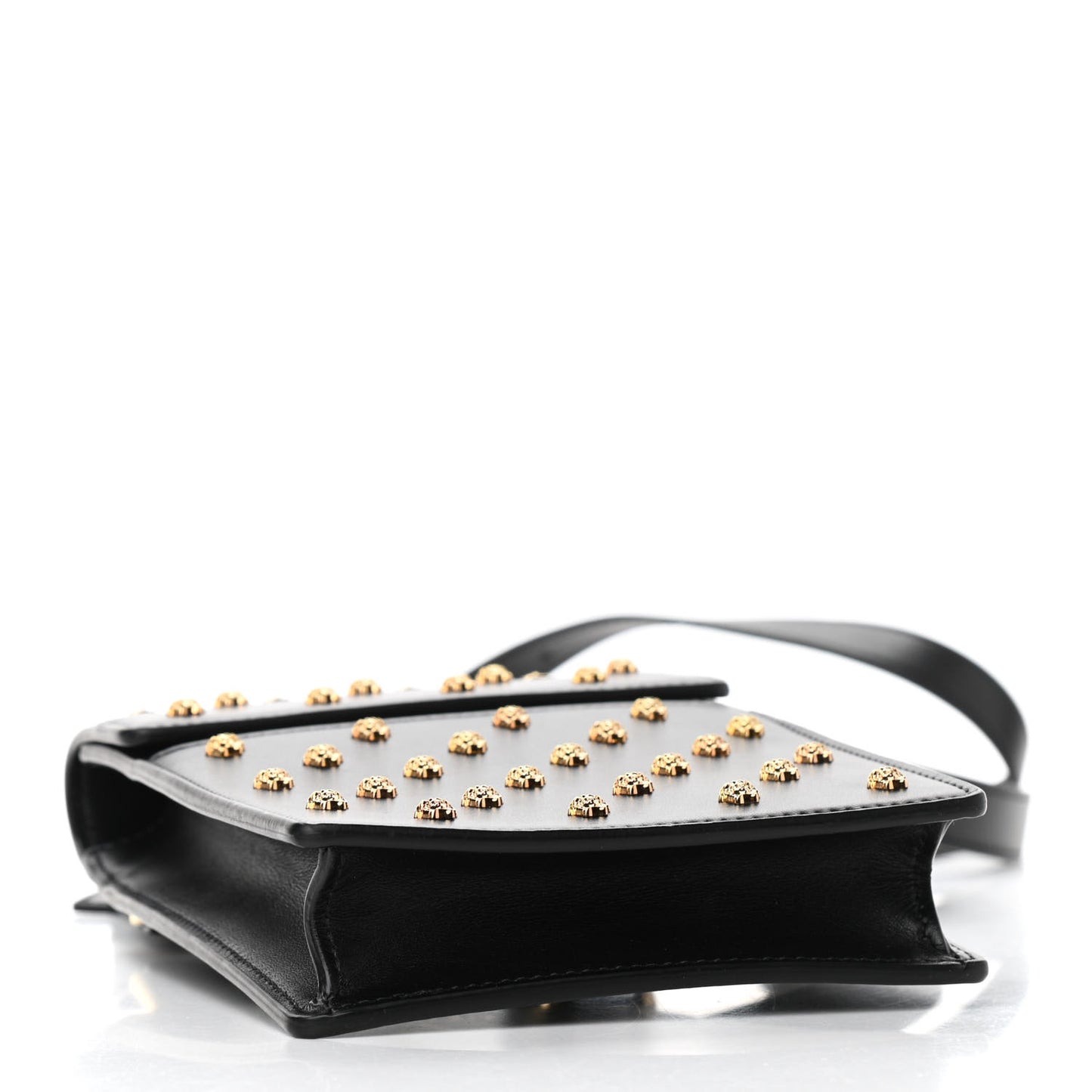 Calfskin Studded Medusa Crossbody Black