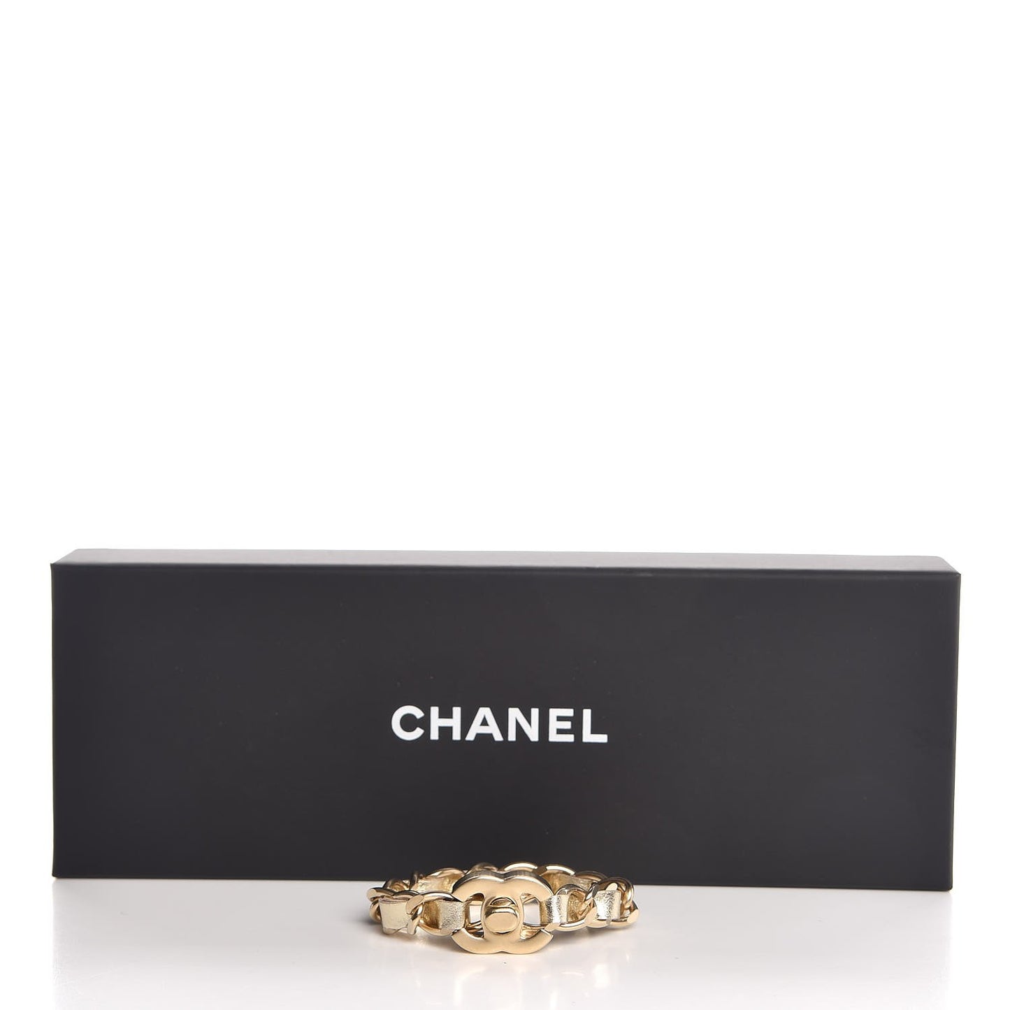 Metallic Lambskin CC Turnlock Double Chain Bracelet S Light Gold
