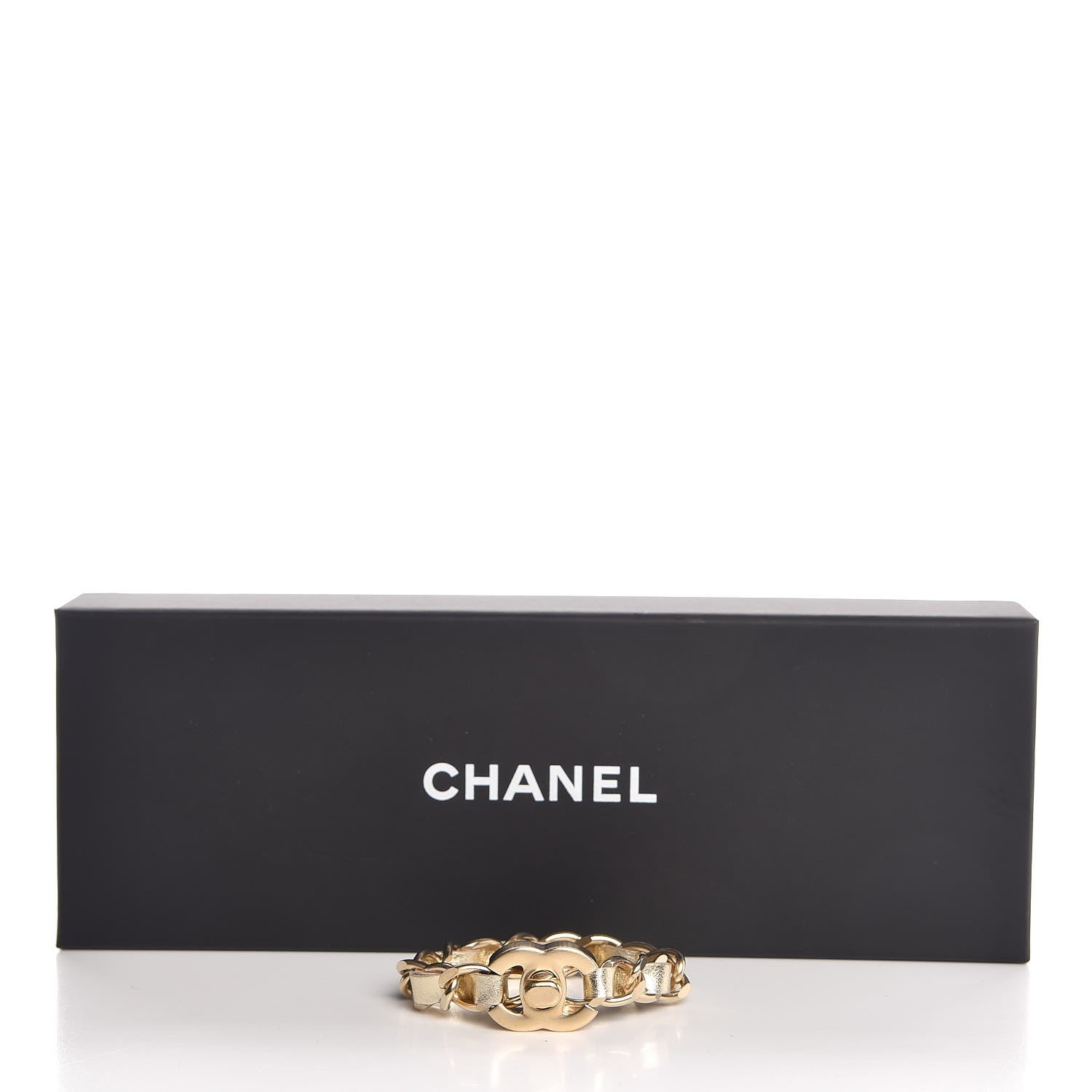Chanel Metallic Lambskin CC Turnlock Double Chain Bracelet S Light Gold 7 of 7