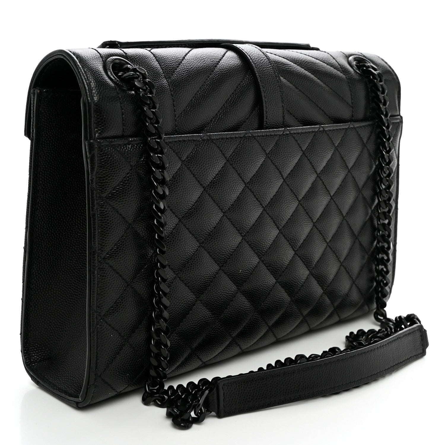 Saint Laurent Grain De Poudre Textured Mixed Matelasse Triquilt Medium Monogram Monochrome Satchel Black 3 of 9