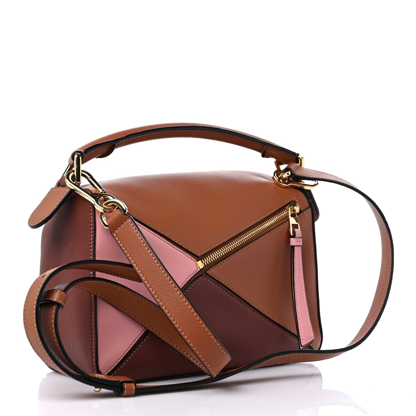 Calfskin Small Puzzle Bag Tan Medium Pink