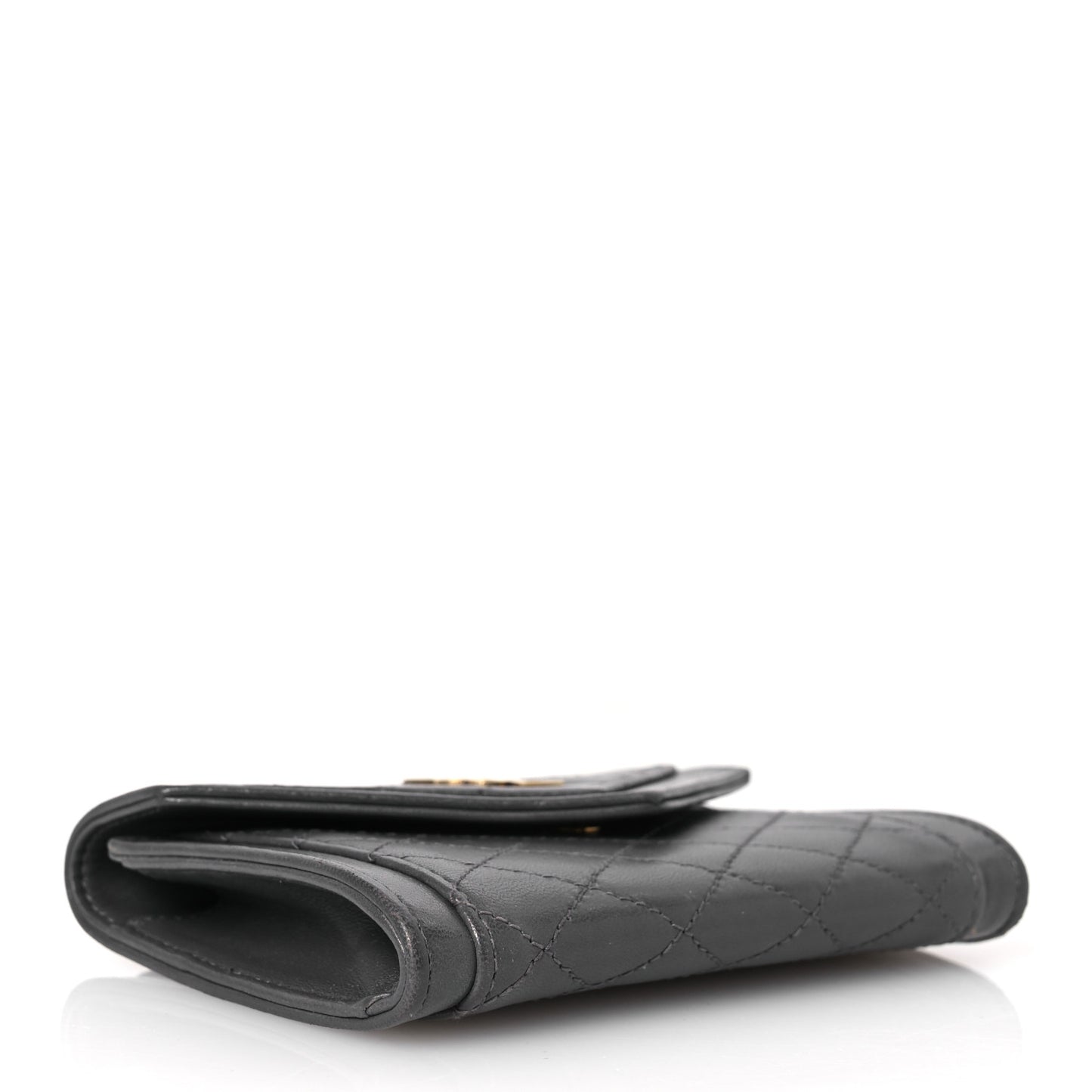 Lambskin Quilted Monogram Gaby Small Envelope Wallet Fog