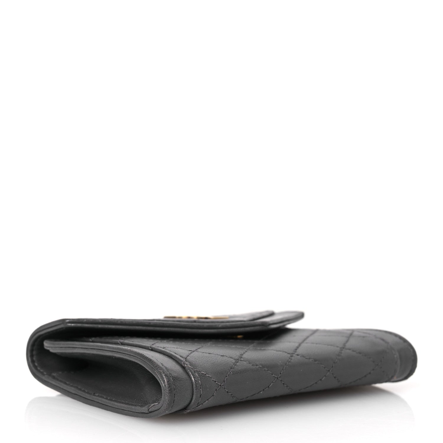 Saint Laurent Lambskin Quilted Monogram Gaby Small Envelope Wallet Fog 4 of 15