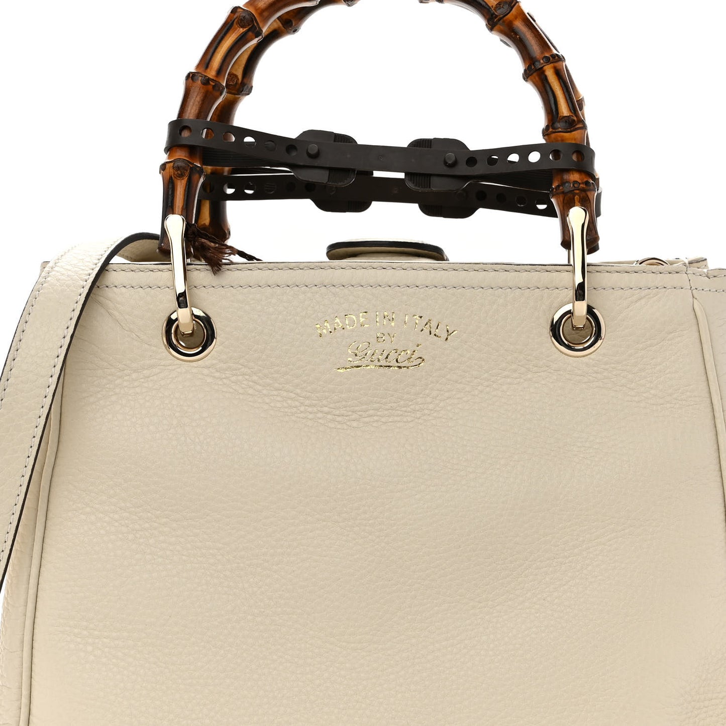 Calfskin Small Bamboo Shopper Tote White