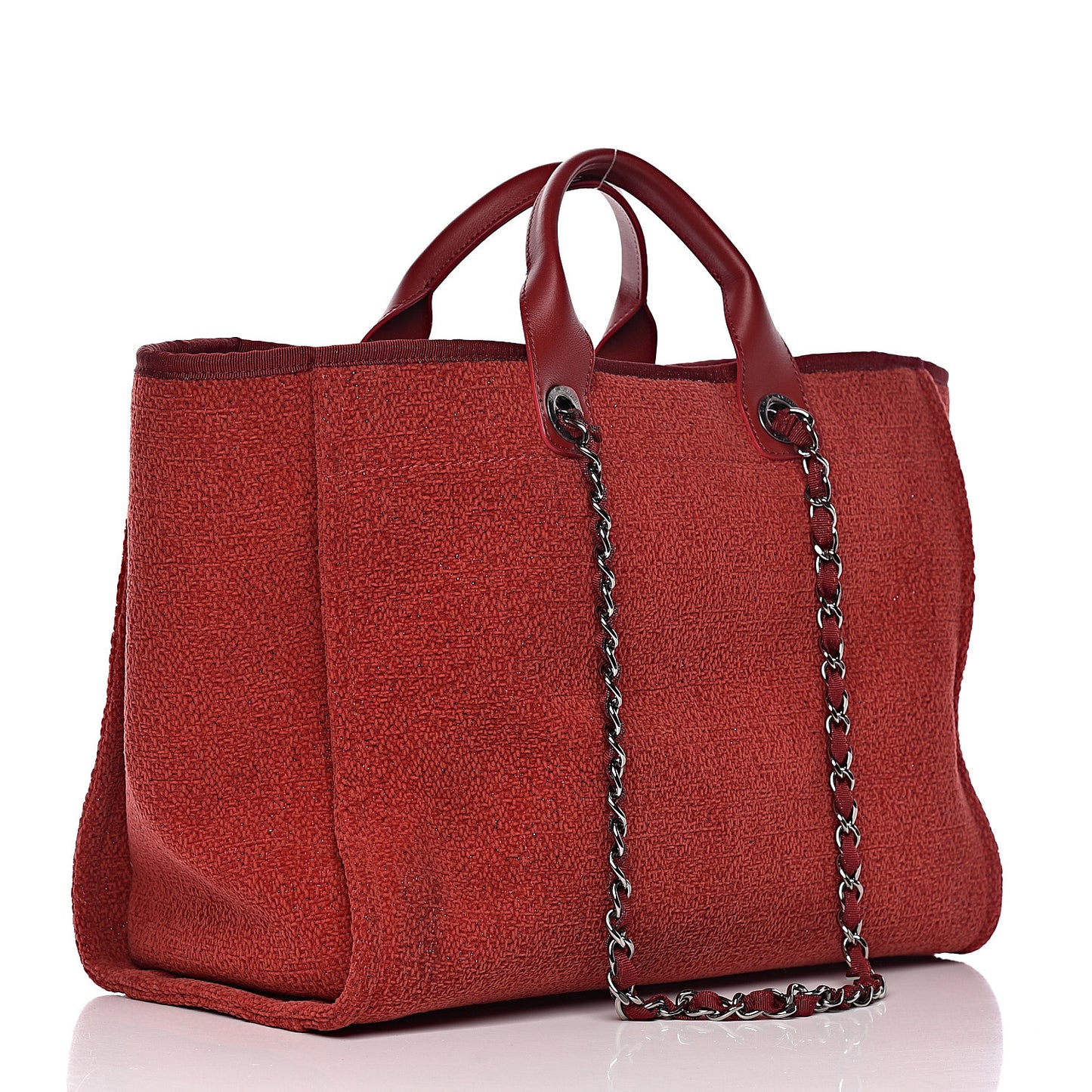 Lurex Boucle Medium Deauville Tote Red