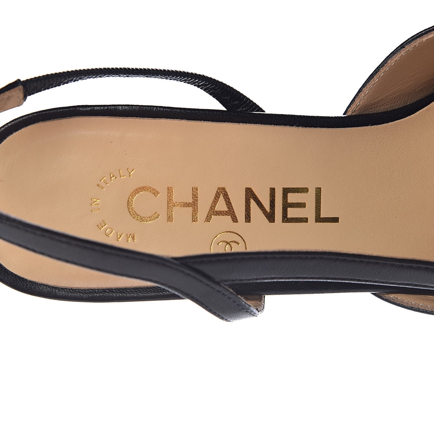 Chanel Lambskin Patent Cap Toe CC Slingback Sandals 36 Black 6 of 15