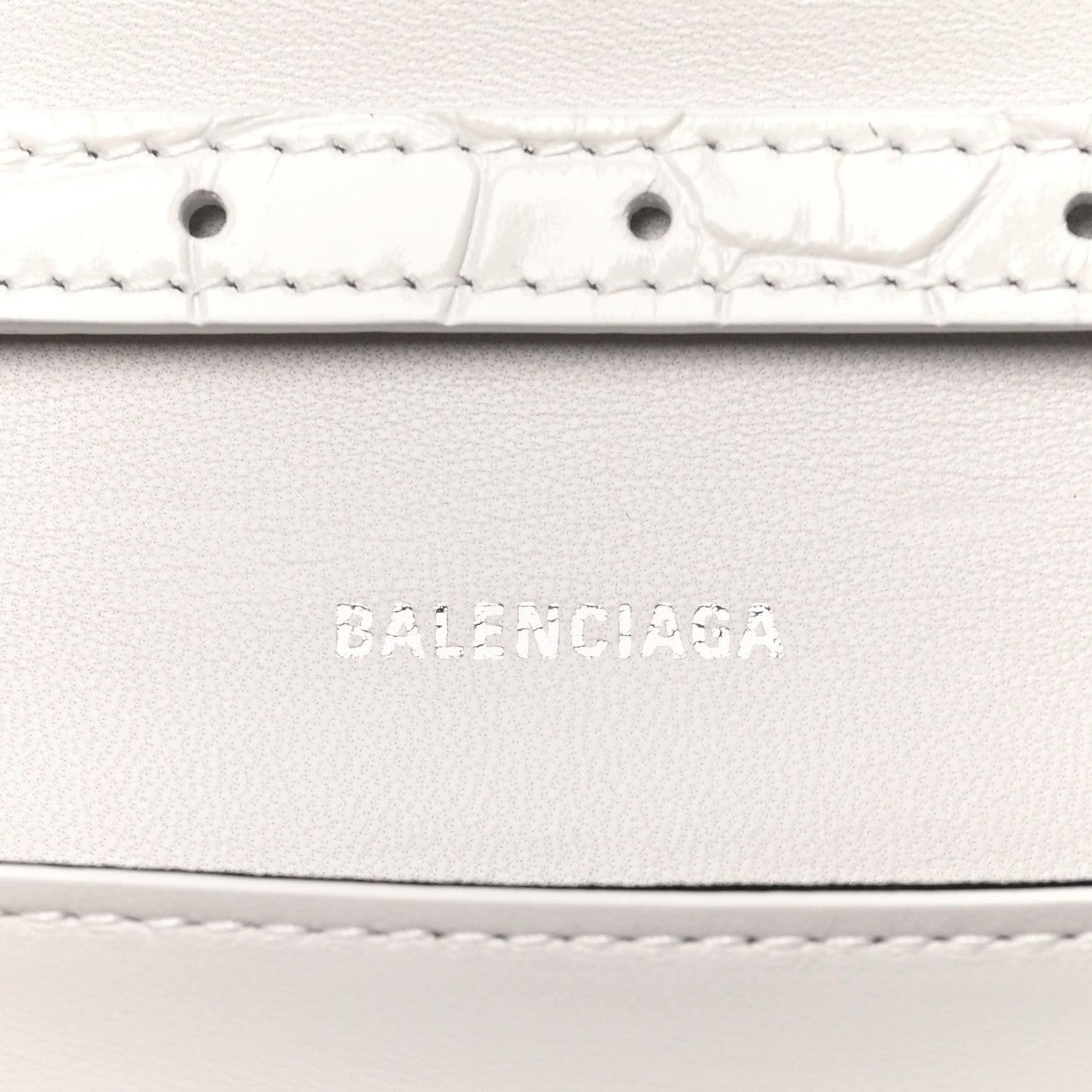 Balenciaga Shiny Calfskin Crocodile Embossed Small B Bag White 7 of 10